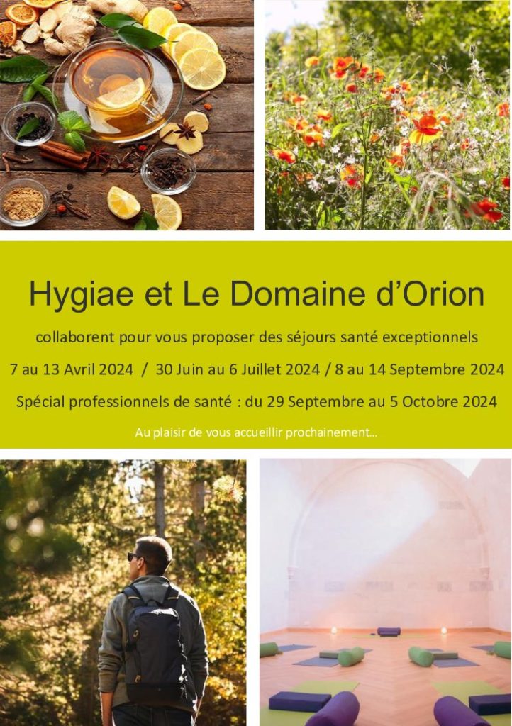 Séjours jeûne 30 juin au 6 juillet 2024 Hygiae-Orion