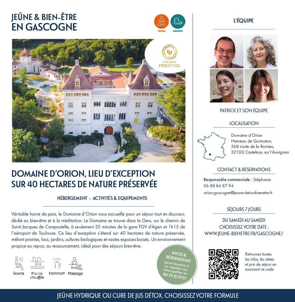 Stages de jeûne et détox au Domaine d&rsquo;Orion !